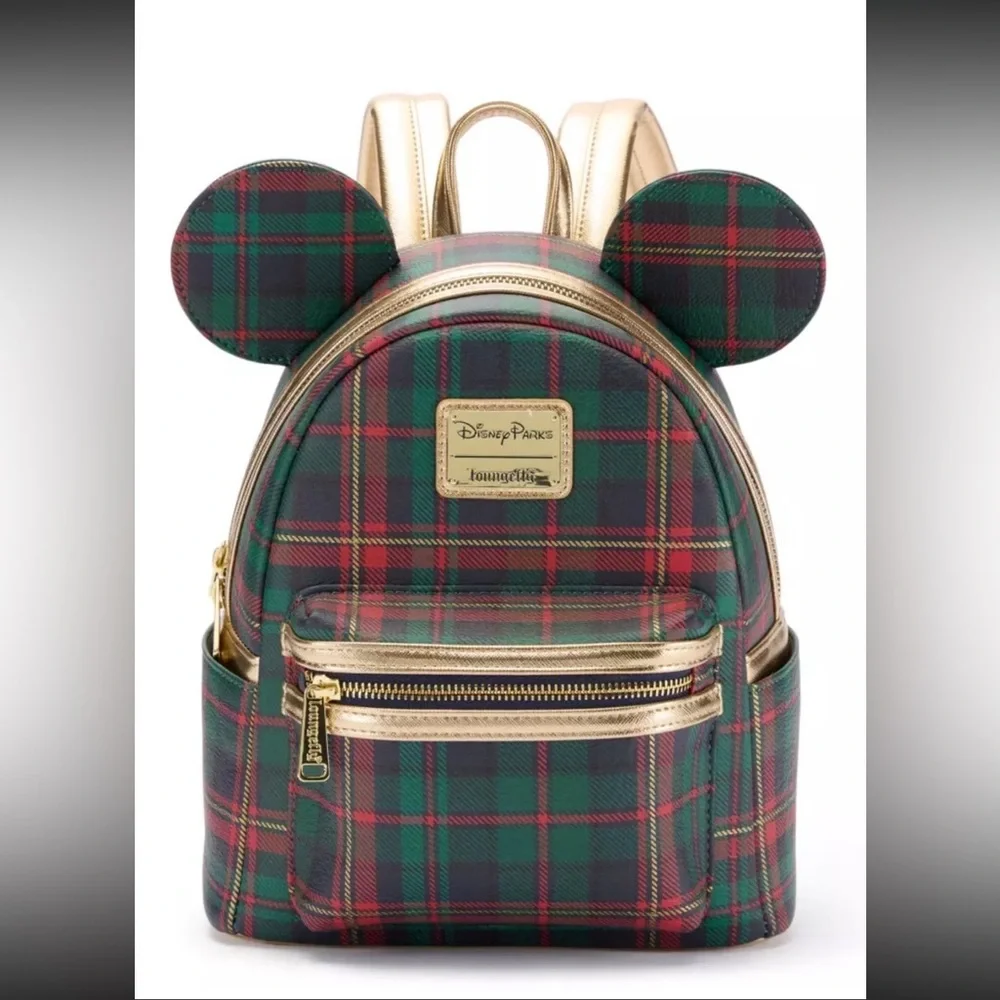 Loungefly Disney NWT Mickey Holiday Plaid Mini Backpack - Picture 6 of 8
